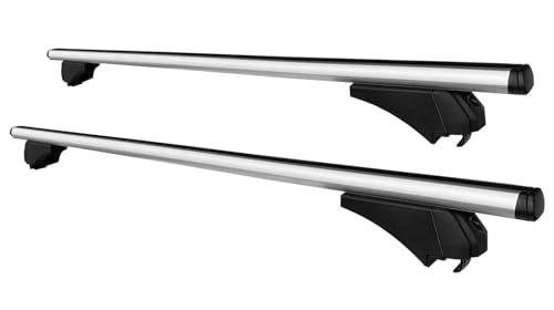 SUSY SHOP Barre Portapacchi Portatutto Universali Per Auto Con Rails Chiusi o Rialzati (Corrimano), 2 Barre Trasversali In Alluminio Con 4 Serrature Di Sicurezza Antifurto (125 CM)