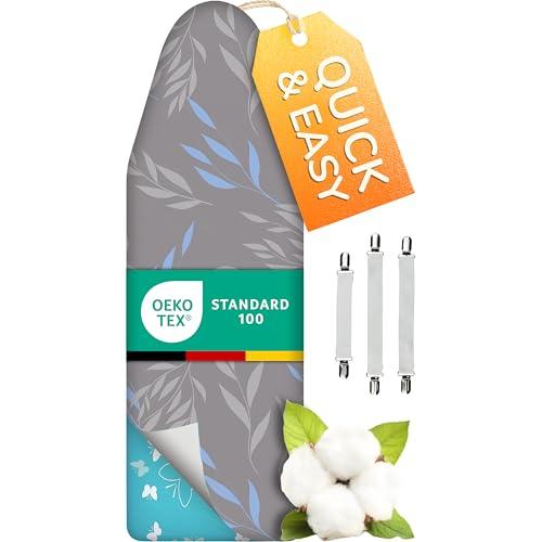 smart&gentle Pratico e Morbido Copriasse da Stiro 125 x 45 cm - Copri Asse da Stiro Telo Universale per Ferri a Vapore, con 3 Elastici in Dotazione
