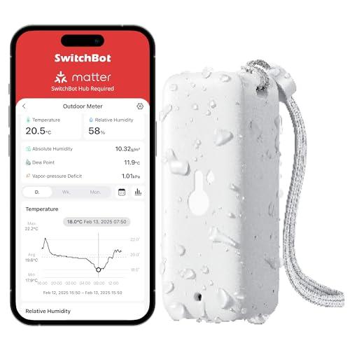 SwitchBot IP65, igrometro per interni ed esterni, termometro Bluetooth con punto di rugiada/VPD/sensore di umidità assoluto, termometro esterno, memorizzazione dati per serra cantina vino
