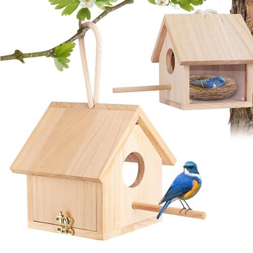 Boutihao Casetta per Uccelli in Legno, Casetta per Uccellini da Esterno, Casetta per Uccelli Selvatici, Casetta Decorativa per Uccelli, Nido Uccellini da Appendere, Appendere in Giardino O Sul Balcone