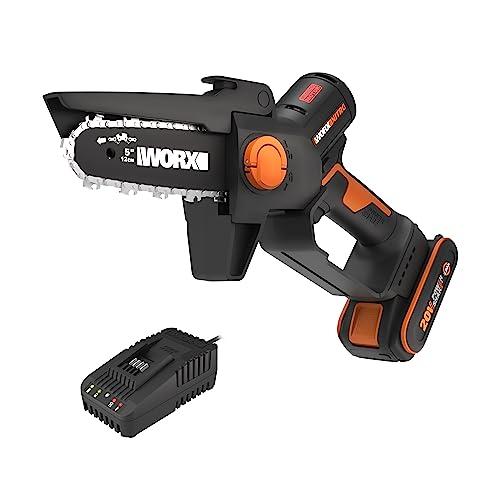 WORX Nitro Mini Motosega potatore a batteria WG325E.9, Motore Brushless, lubrificazione automatica, leggera e compatta, Motosega Elettrica, PowerShare 20V, senza batteria e caricabatterie
