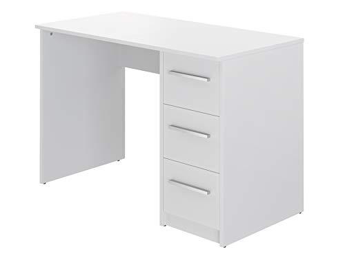 Amazon Basics Rettangolare scrivania per computer con 3 cassetti in stile moderno, modello Idro, 56 x 110 x 73,5 cm, colore bianco (In precedenza marchio Movian)