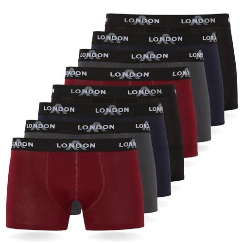 FM London (Pacchetto da 4/8) Mutande Uomo - Boxer Uomo Cotone, Aderenti e Confortevoli per l'Uso Quotidiano - Boxer Hipster Aderenti per Uomo, Colori scuri assortiti (8 pezzi), M