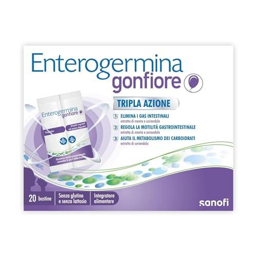 Enterogermina Gonfiore, Fermenti Lattici per Adulti, Probiotici - Integratori con Enzimi Digestivi ed Estratti Vegetali contro Pancia Gonfia e Gonfiore Addominale (20 Bustine Gusto Pesca)