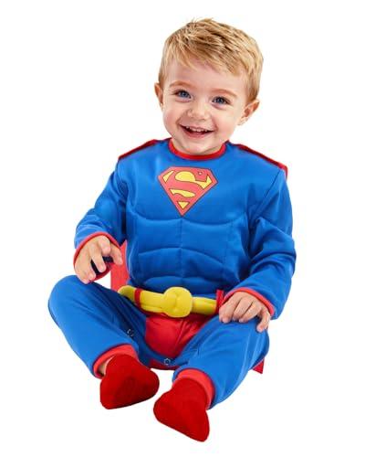 Funidelia | Costume Superman per bebè per neonati Supereroi, DC Comics, Lega della Giustizia - Costume per Bambini e accessori per Feste, Carnevale e Halloween - Azzurro/Blu