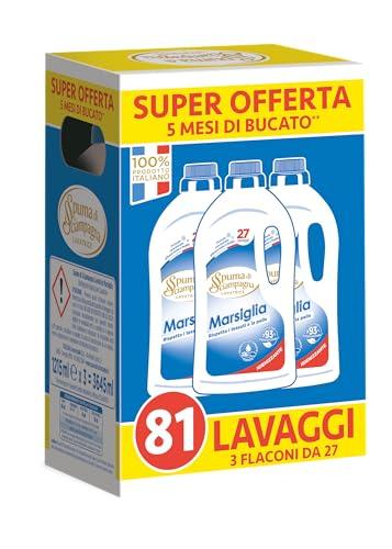 Spuma di Sciampagna Detersivo Lavatrice Liquido Marsiglia - 5 mesi di Bucato 3x1215ml