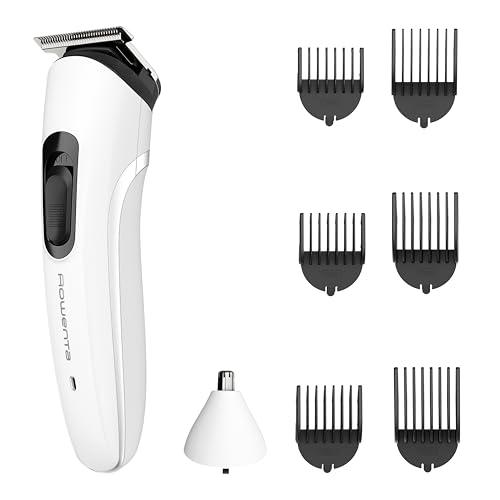 Rowenta Trim & Style 8 in 1, Regolabarba Multifunzione da Uomo, Lame Autoaffilanti in Acciaio Inox, 6 Pettini Fissi, Accessorio Naso e Orecchie, TN8934E0
