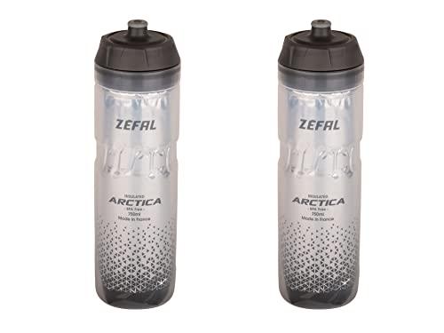 ZEFAL Pack Arctica 75 - Set di due Borracce per Bicicletta - Borraccia Termica per Bicicletta - Inodore e Impermeabile - Borraccia Sportiva Senza BPA, 2 x 750ml - Argento/Nero
