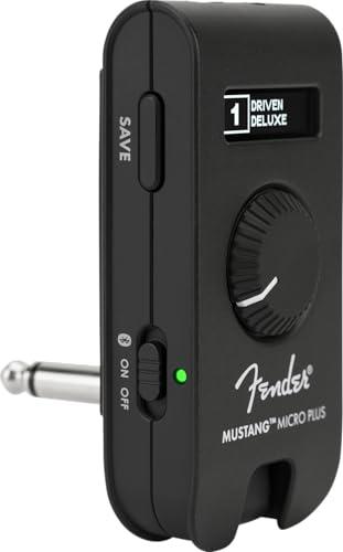 Fender Mustang Micro Plus Amplificatore per Chitarra, Amplificatore per Cuffie Personale con 25 modelli di Amplificatore, 25 Effetti, Bluetooth e 100 preset, Ricaricabile tramite USB
