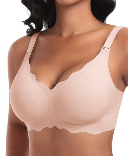 Ganado Reggiseno Senza Ferretto Donna Reggiseni Senza Cuciture Reggiseno Push Up Imbottito Comodo, S, Rosa-BR3