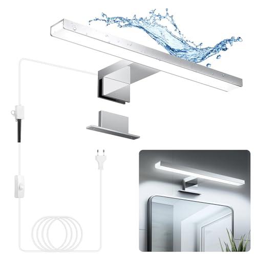 Hommie LED Lampada da Specchio Bagno 30cm 5W Bianco Freddo 6000K, Lampada da Bagno Impermeabile IP44,CRI＞80 Adatto a trucco, Luce Specchio Bagno Cablato e Wireless,Lampada per Bagno, Armadio, Parete