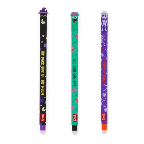 Legami - Set Penne Cancellabili Halloween 2025, Set Erasable, The Boo Crew, Penne con Inchiostro Cancellabile Termosensibile, Nero,Viola, Arancione, Cancella Senza Consumare il Foglio