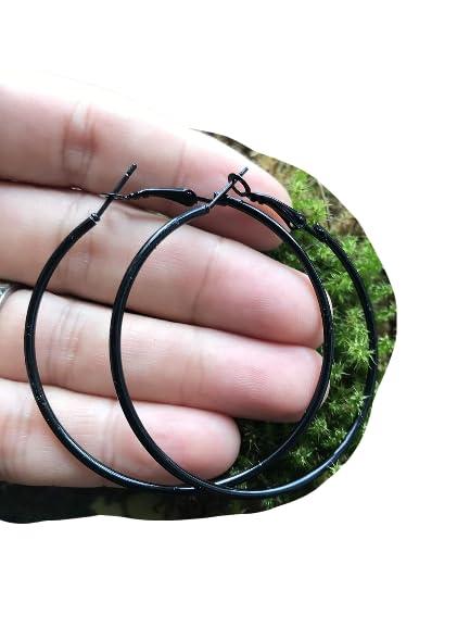 ✿ CERCHIO NERO ROTONDO 5 CM ✿ Orecchini BOHEMIAN in orecchini rotondi neri