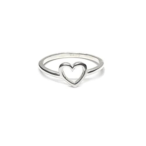 Anello minimalista impilabile in argento sterling fatto a mano con cuore, punzonato 925