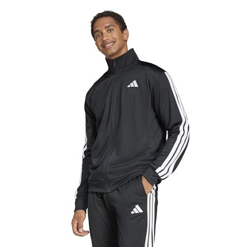 adidas Uomo 3 Stripes Tricot Regular Track Top, Black, L