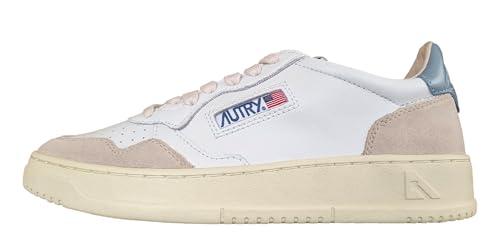 AUTRY Scarpe Sneakers Donna in Pelle e camoscio AULW LS12 Bianco e Blu Non Ti scordar di Me (Sistema Taglie Calzature EU, Adulto, Numero, Media, 36)