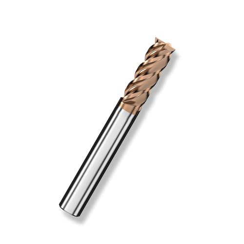 Cleqee 1 fresa in metallo duro, fresa quadrata da 6 mm, rivestimento AlTiN, 4 lame CNC a spirale, lunghezza lama 15 mm x lunghezza totale 50 mm x diametro gambo 6 mm per metallo e legno