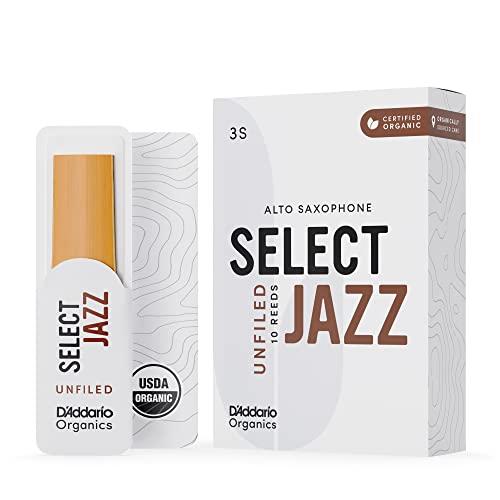D'Addario Organic Select Jazz Unfiled Alto Ance per Sassofono - Ance per Sax - La prima e unica Ancia Biologica - 3 Morbido, 5 Pacchetto
