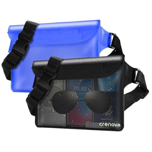 Crenova Borsa impermeabile Mare, Marsupio per uomo donna Cintura Regolabile Estesa, Mare Accessori per Viaggio Spiaggia Sup Barca Campeggio Subacqueo, IP68 Custodia Impermeabile Smartphone (2 Pezzi)