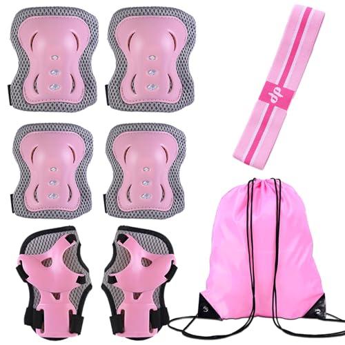 DKDDSSS Set di protezioni per bambini, ginocchiere, gomitiere e polsiere, per bambini e bambine, per pattinaggio, skateboard, bicicletta, per bambini dai 3 ai 10 anni