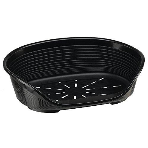 Ferplast Cuccia Cani e Gatti in plastica, Lettino per Cane con Gommini Antiscivolo, Cesta Cane e Gatto 82 X 59.5 X H 25 cm, Nero
