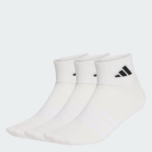 adidas Unisex - Adulto Thin&Light Sportswear Ankle Socks 3 Pair Pack, white/white/black, 42-45