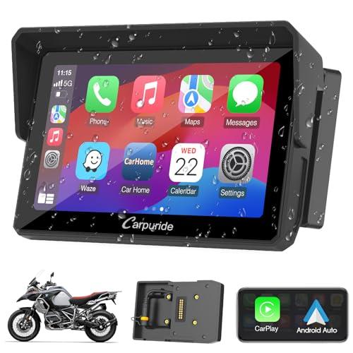 Carpuride W502B Schermo Carplay per BMW Moto R1200GS R1250GS S1000XR, Touchscreen Impermeabile da 5 pollici, Navigazione GPS Portatile Carplay/Android Auto per Moto, Doppio Bluetooth