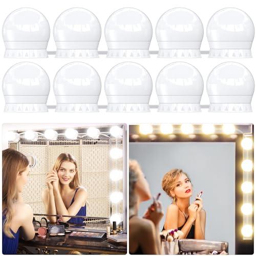 daphomeu USB Luci per Specchio da Trucco, 10 Lampadine Dimmerabili, Luci da Specchio Hollywood con 3 Modalità Colore, Make Up Luce a LED per Trucco Cosmetico Bagno