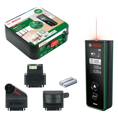 Bosch Metro Laser Distanziometro Laser Zamo 4a generazione con 3 attacchi (misurazione facile e precisa fino a 25 m, batterie ricaricabili tramite USB-C, con funzione di aggancio)
