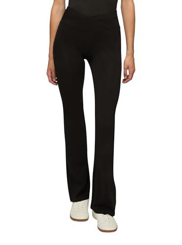 TERRANOVA Leggings Sportivi da Donna a Zampa con Vita Alta Incrociata – Active, vestibilità Regular, Look Sportivo e Casual – Nero – S