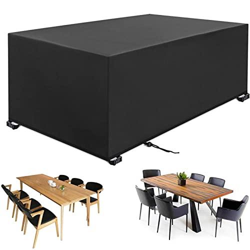 Copertura Per Mobili da Giardino,Telo Oxford Impermeabile Copri Tavolo,Tavoli e Sedie da Cortile,Quadrato Resistente Allo Strappo Copertura Tavolo Esterno Antivento (Nero, 180*120*74cm 420D)
