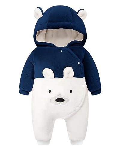 WYTbaby Tute da neve bambino Pile tuta neve Neonato Inverno con Cappuccio Calore Infantile pagliaccetto Tute Neve Outfit per Ragazze Ragazzi 6-9 Mesi