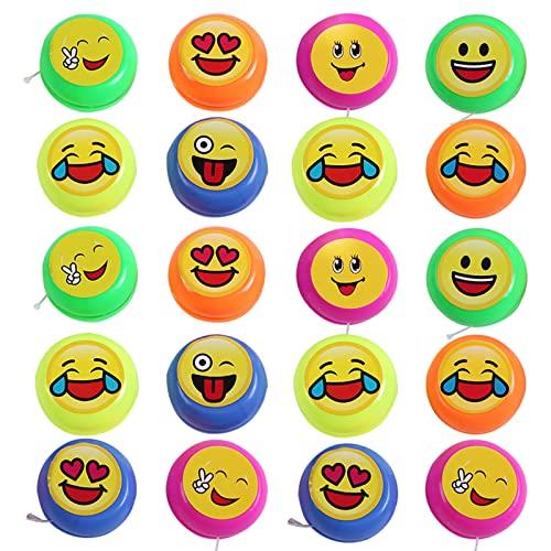Zuzer YoYo Bambini 20 Pezzi Professionale Yo-Yo Giocattoli Mini YoYos in Plastica Yo Yo con Emoji-Motivo per Regali di Compleanno per Bambini,Bomboniere,Giocattoli(Modello Casuale)