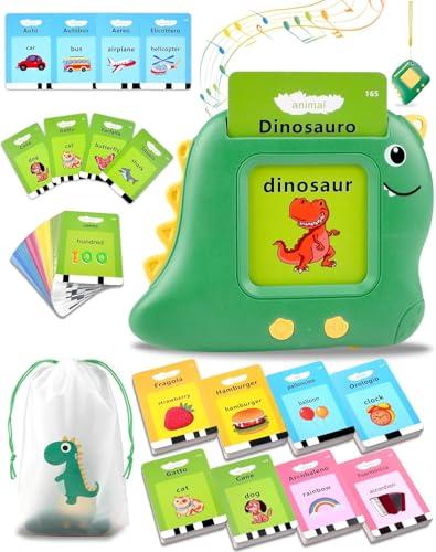 Giochi Montessori 2 anni, 510 Parole Flash Cards Bilingui Italiano/Inglese per Imparare a Parlare 2-6 Anni, con Animali, Colori, Numeri, Gioco Prescolare per Sviluppo del Linguaggio-Verde