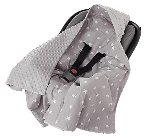Medi Partners Coperta neonato ovetto Sacco per Passeggino - 100% Cotone universale Blanket 85x85cm fodera protettiva Morbida e Accogliente Passeggini Marsupio (Stelle con Grigio Minky)