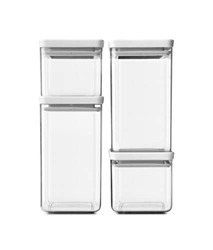 Brabantia Tasty+ Set 4 Stackable Square Canister, Light Grey