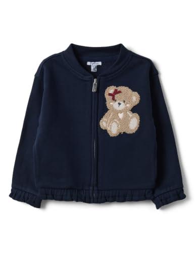 OVS Kids Felpa Blu in Puro Cotone con Girocollo e Zip e Orsetto per Bimba