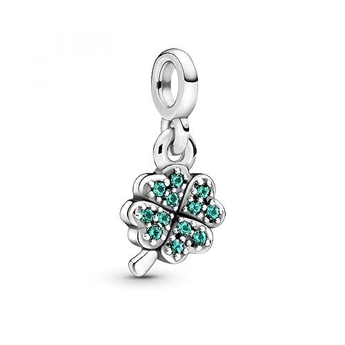 Pandora Me 798974C01 - Mini dangle con quadrifoglio, in argento Sterling con gemme verdi, 2,6 x 7,6 x 6,2 mm (larghezza x altezza x profondità), misura unica, Argento sterling, Nessun altro materiale