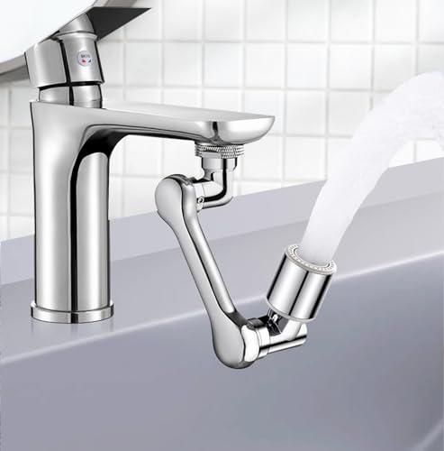 Estensore regolabile per rubinetto girevole a 360°, estensione flessibile per rubinetto dell'acqua, per cucina, bagno e attività di pulizia (argento)