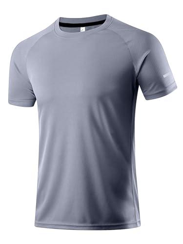 T-shirt da uomo Active Quick Dry Crew Neck | Atletica Corsa Palestra Allenamento Manica Corta Tee Top Bulk, Grigio, XS