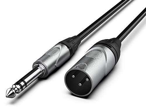 Audibax Pro Cavo XLR Maschio a Jack Bilanciato - Lunghezza 10 Metri - Connettori OFC ad Alta Trasmissione del Segnale - Rivestito in PVC - Massimo Isolamento - Diametro 6 mm - Colore Nero