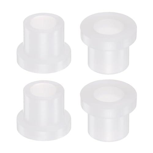 QUARKZMAN 4pz Cuscinetti Manicotto Flangiati Boccole in Plastica 10,1mm Foro x 15,1mm OD x 15,5mm Lunghezza Boccole Nylon, Bianco