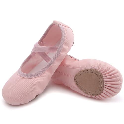 Scarpe Danza Classica Tela Bambina Scarpette Ballo Donna Mezze Punte Suola Spezzata Scarpa Ballerina Antiscivolo Ginnastica Pantofole Ballerine Elegante Ballet Scarp Ragazza Rosa 31
