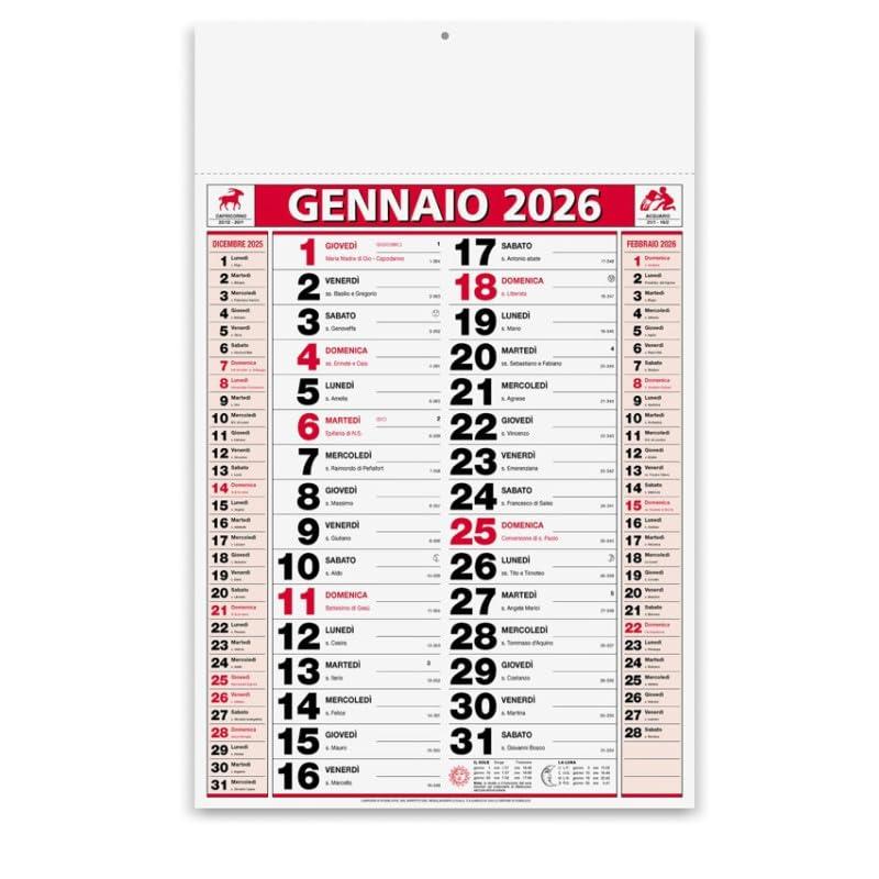 Cormar Calendario da Parete Anno 2026, Formato 30 x 42 cm Ideale per Casa e Ufficio