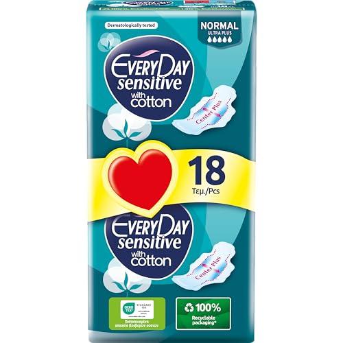 EveryDay Sensitive Cotton Assorbenti Ultra con Ali, Filtrante con Cotone, 18 Unità