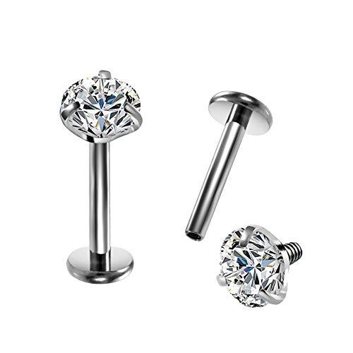 OUFER 16G G23 Tinta Titanio Labret Piercing Internamente Filo Lip Anello Chiaro CZ Trago Helix Piercing Orecchini Cartilagine