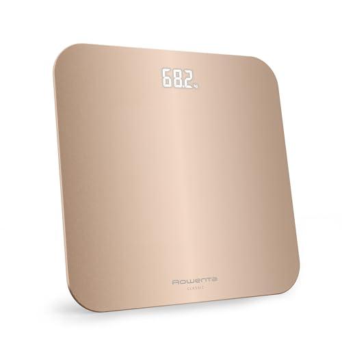Rowenta Classic 2.0, Bilancia con Schermo Invisibile LED Facile da Leggere, Capacità 180kg, Design Moderno e Funzioni Intelligenti, AutoAccensione e Spegnimento Automatico, Colore Dune Metal, BS1900V0