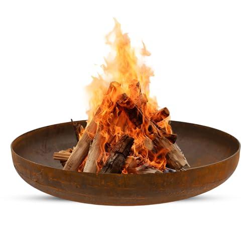 BonFeu BonBowl Ø80 cm Acciaio Corten Bracierie - Robusta Bocchetta di Fuoco - Braciere da Giardino - Realizzato in Acciaio Corten di Alta Qualità - Opzionale. Grill/Cottura - 80x80x20 cm