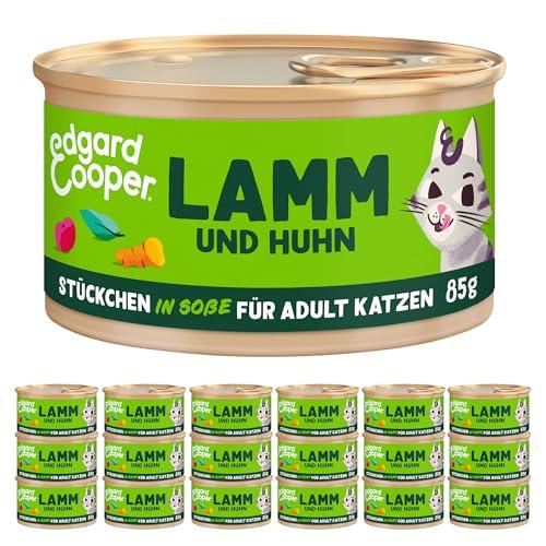 Edgard & Cooper Cibo umido per gatti (agnello e pollo, 85 g x 18), senza cereali, pieno di carne fresca e ingredienti naturali, adatto per gatti sterilizzati e attivi, alto contenuto proteico