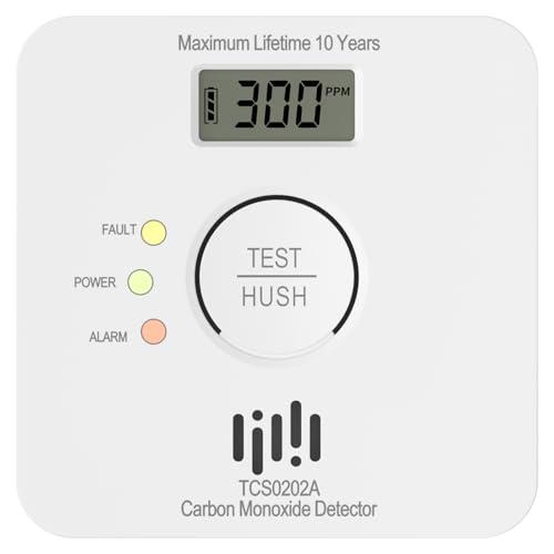 LIORQUE Rilevatore Monossido di Carbonio, 10 Anni Allarme monossido di Carbonio Domestico, Rilevatori Monossido di Carbonio Certificato, Batteria Da 10 Anni, Norma Europea EN50291